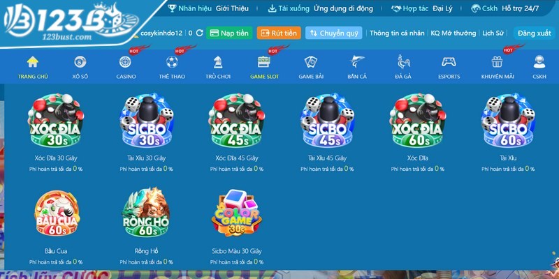 Game slot 123B là một bộ sưu tập những trò chơi may rủi